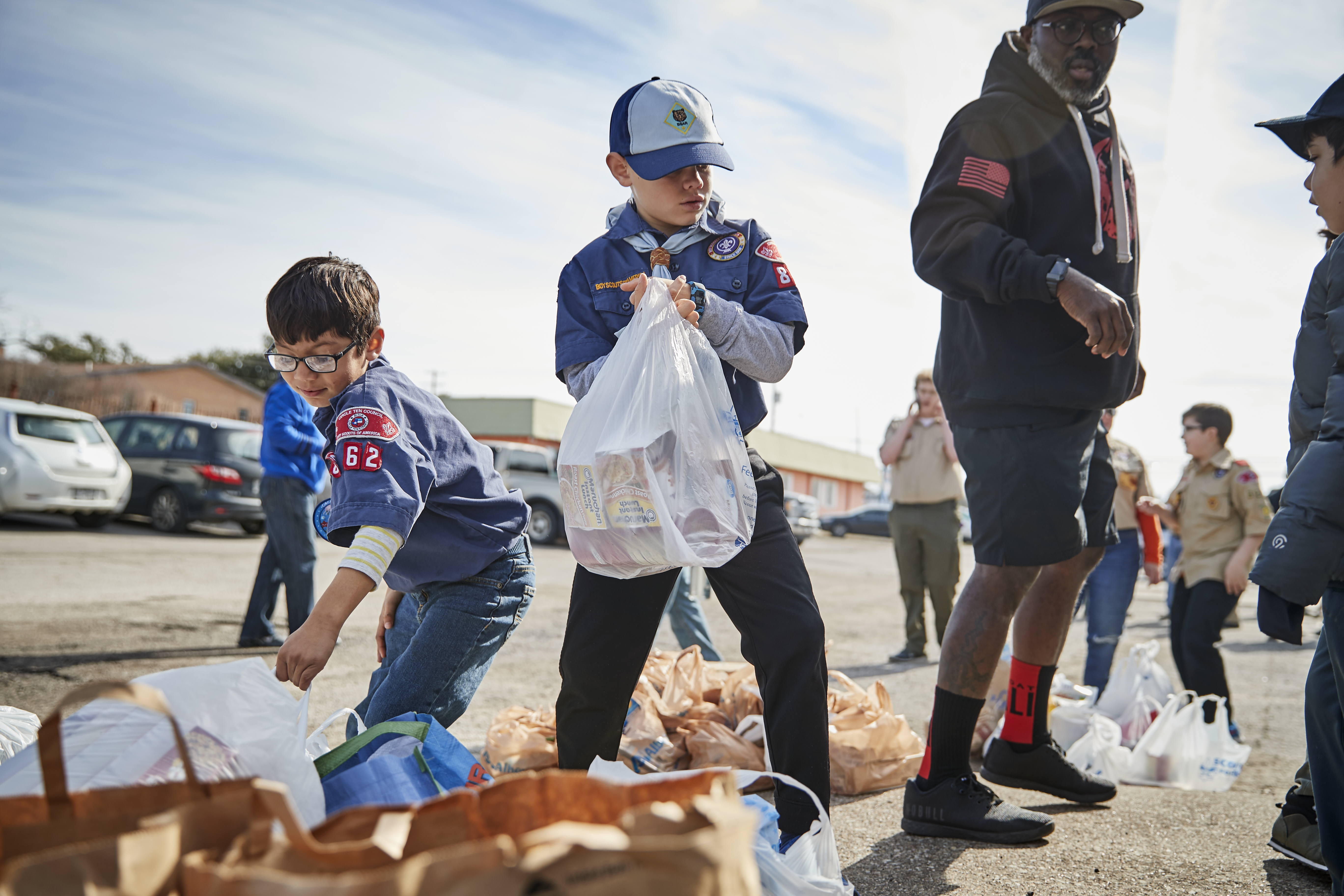 Pack members at a community cleanup